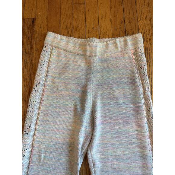 LoveShackFancy Pants Womens XL Pastel Knit Star Crochet Trim Wide Leg Lounge - Picture 3 of 7
